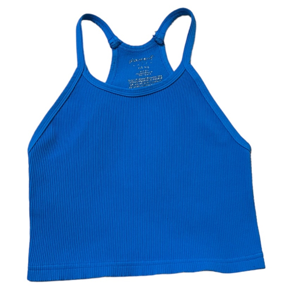 Free People Happiness Runs Long Crop Tank Top M/L Color Blueprint NWOT